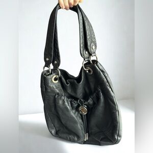 B. Makowsky Vintage Black Leather Bag